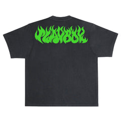Color Bars X Playboy 'Flames 2.0 Boxy Fit' Tee - Black/Green-2