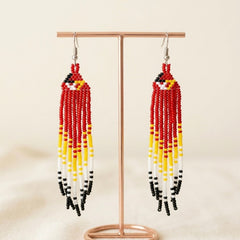 Red Firebird Spirit Beaded Earrings-1