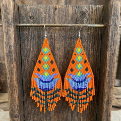 Orange Flame Blossom Drop Earrings-5