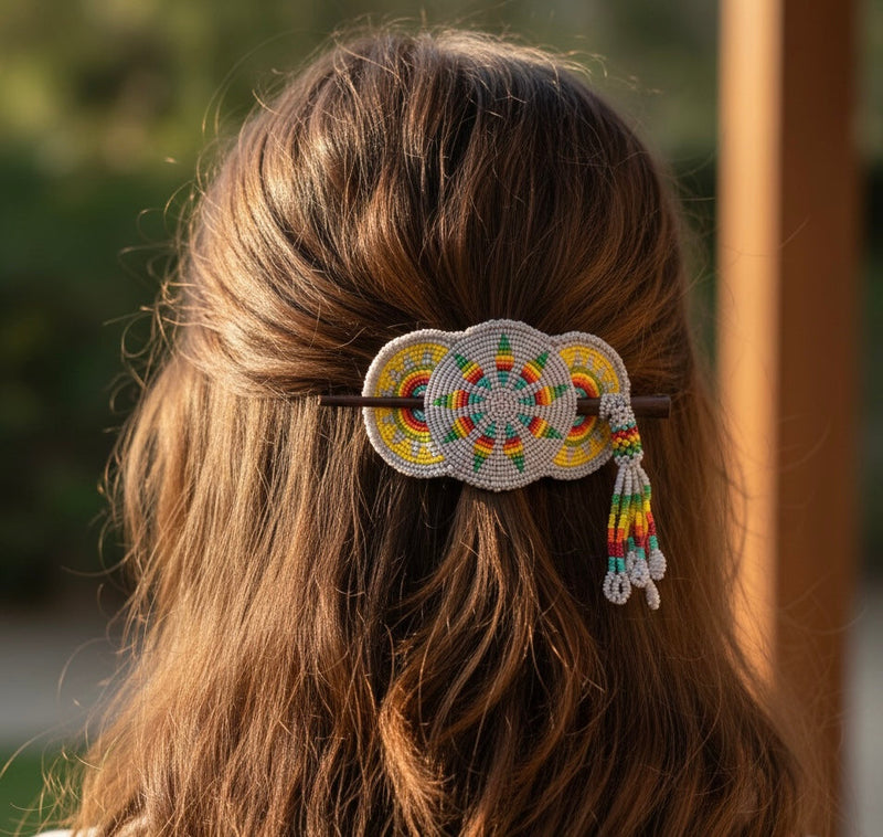 Grey and Yellow American Style Barrette-1