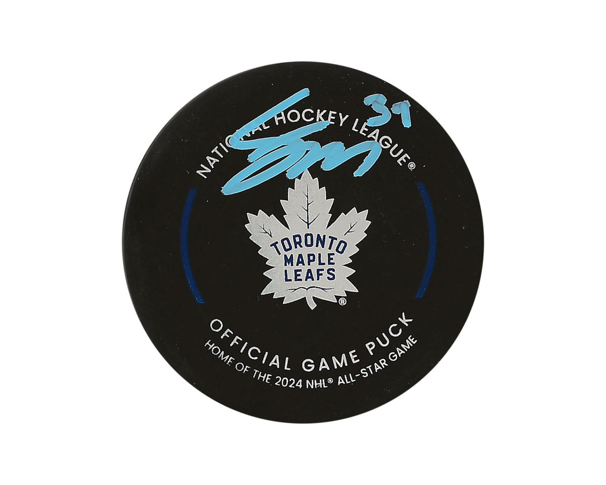 Palet de match officiel des Maple Leafs de Toronto autographié par Fraser Minten-1