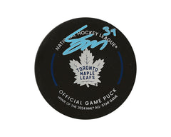 Palet de match officiel des Maple Leafs de Toronto autographié par Fraser Minten-1