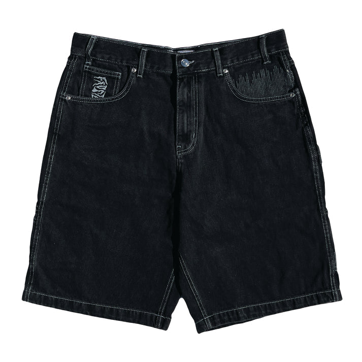 Frosted Skateboards 'CPU' Baggy Jean Shorts - Off Black-1