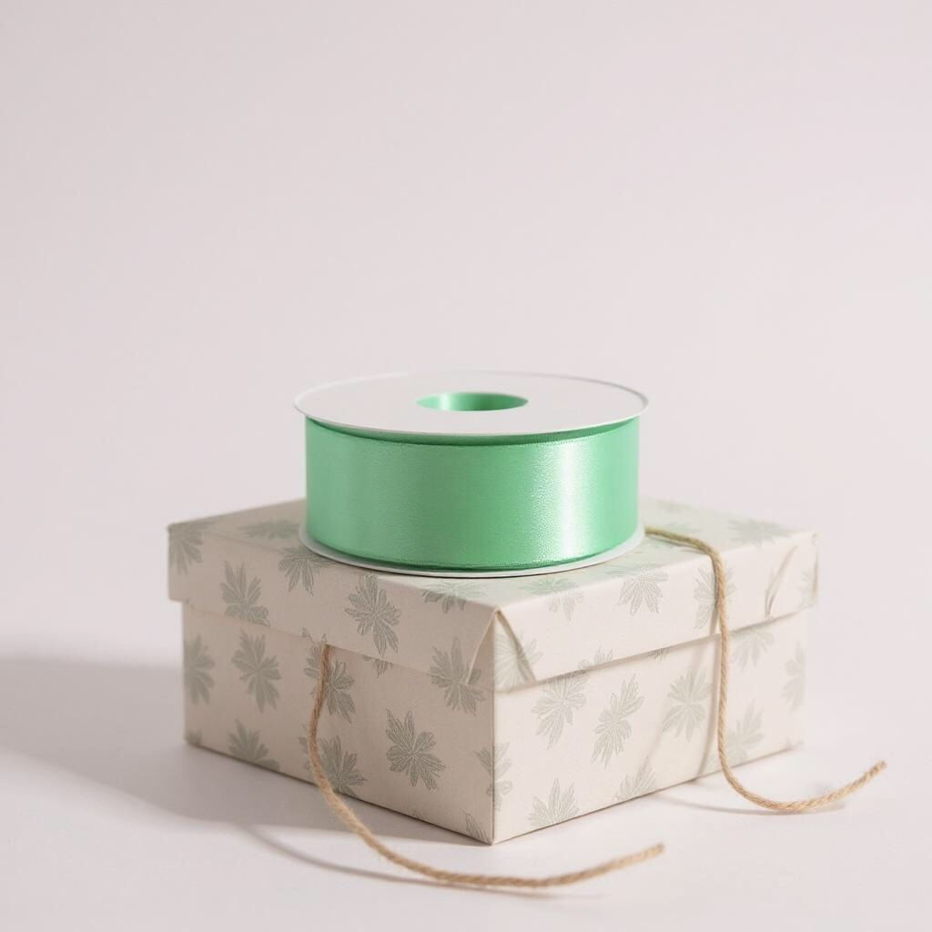 Satin Ribbon Double Face-Light Green #530-3.8 cm Wide-2