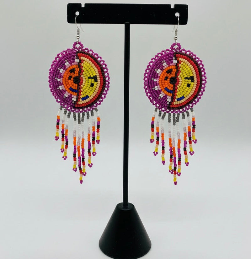 Pink Sun & Moon Beaded Fringe-2