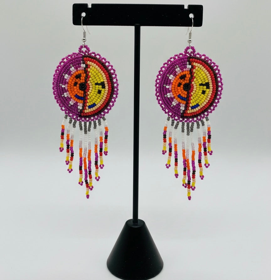 Pink Sun & Moon Beaded Fringe-2