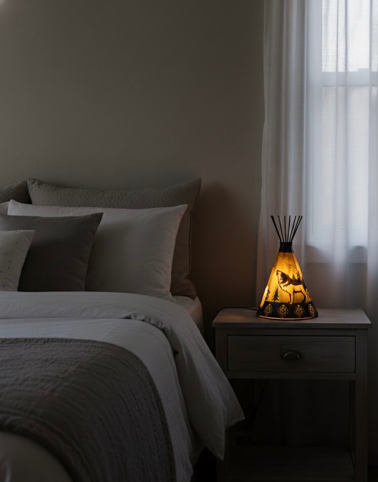 Teepee Table Lamp- Howling Lone Wolf-2