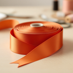 Satin Ribbon Double Face-Russet Orange #751- 3.8 cm Wide-1