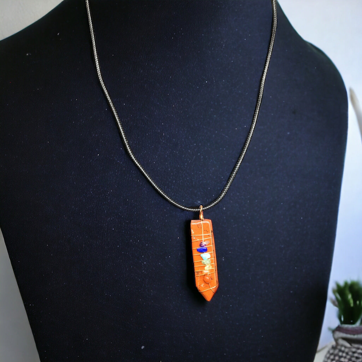 Natural Sword Chakra Unisex Maroon Pendant-3