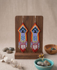 Beaded thunderbird earrings ( Light Blue )-1