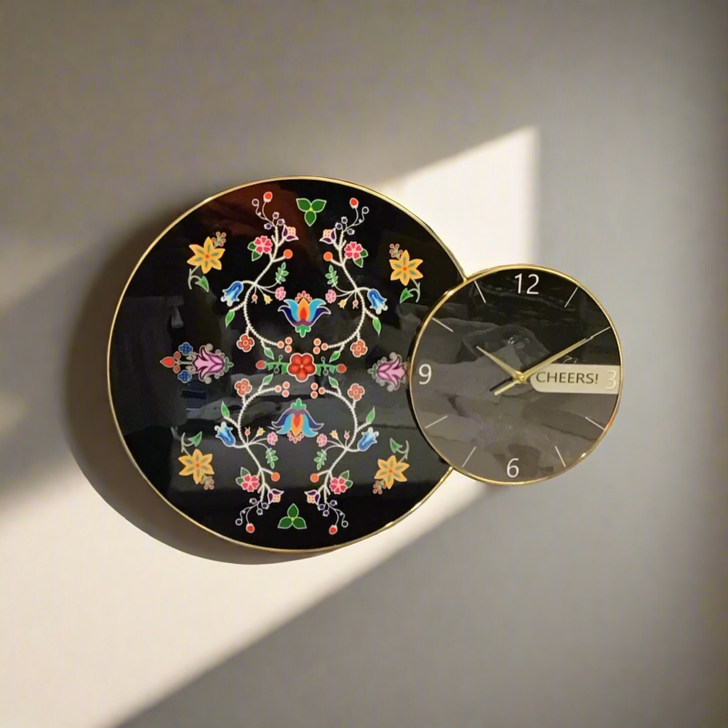Blossomed Flower Black Native Wall Clock-3