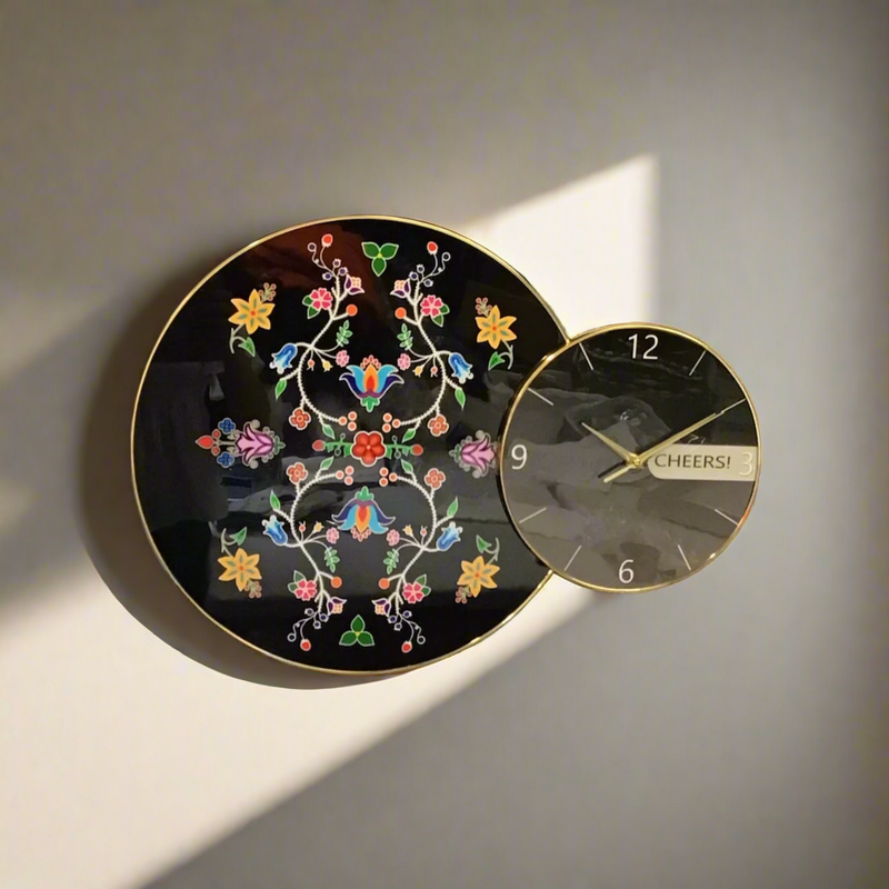 Blossomed Flower Black Native Wall Clock-3