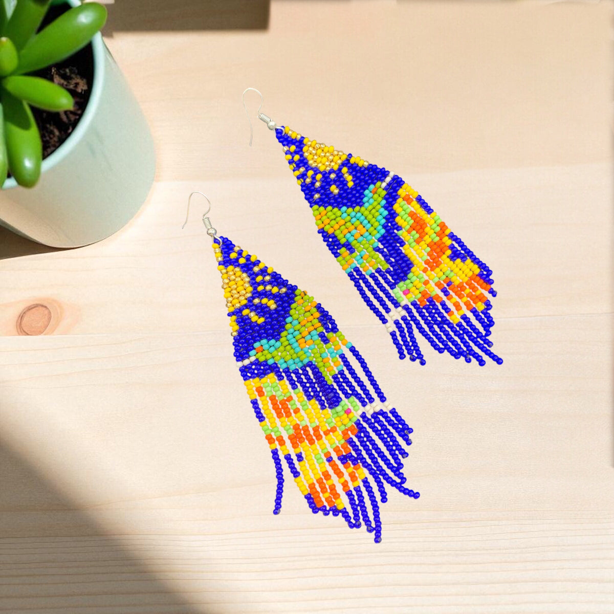 Blue Sky Dancer Beaded Earrings-3