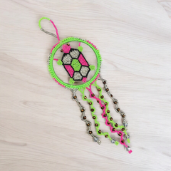 Green and Pink Beaded Turtle Ornament-3
