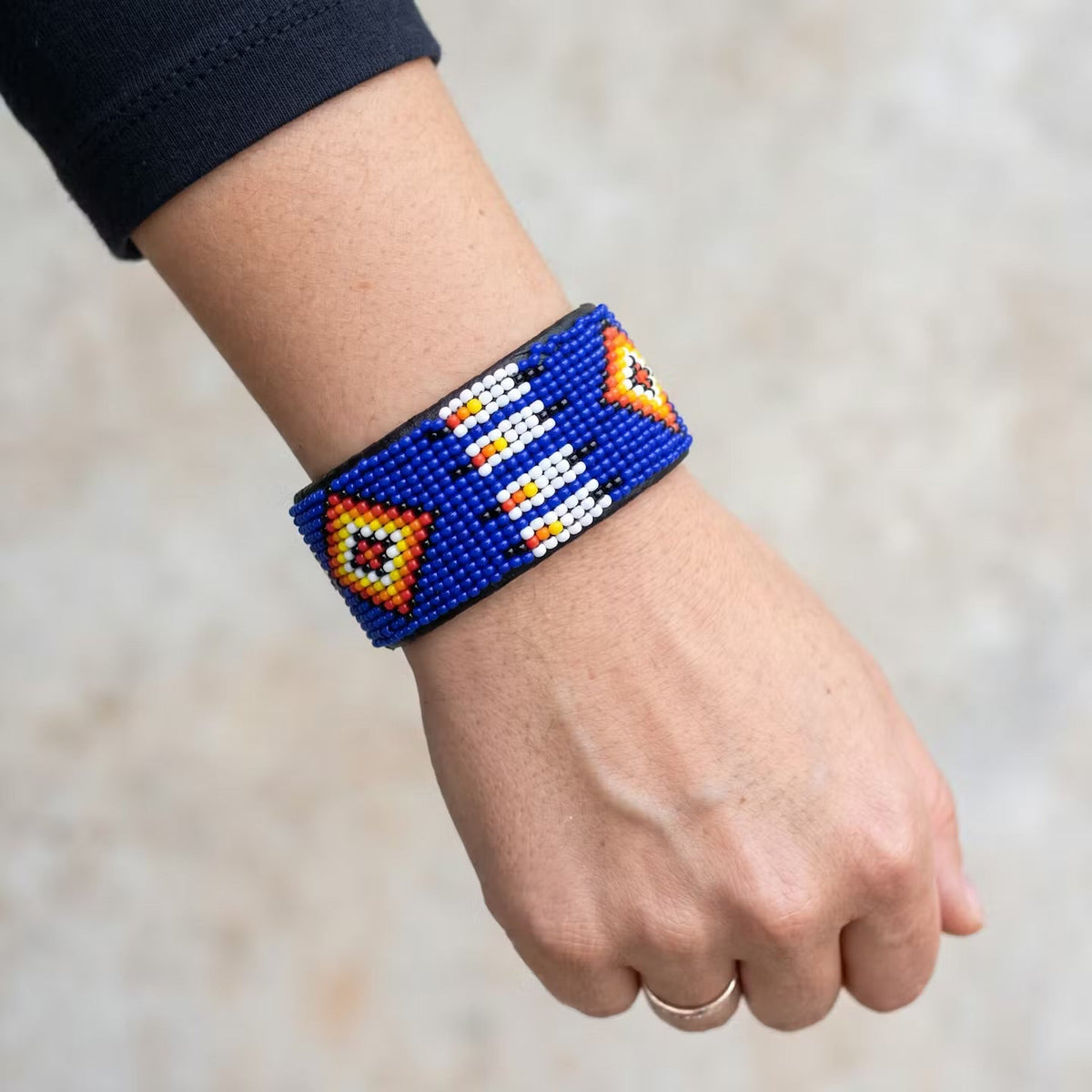 Beaded Cuff Bracelet(Blue)-2