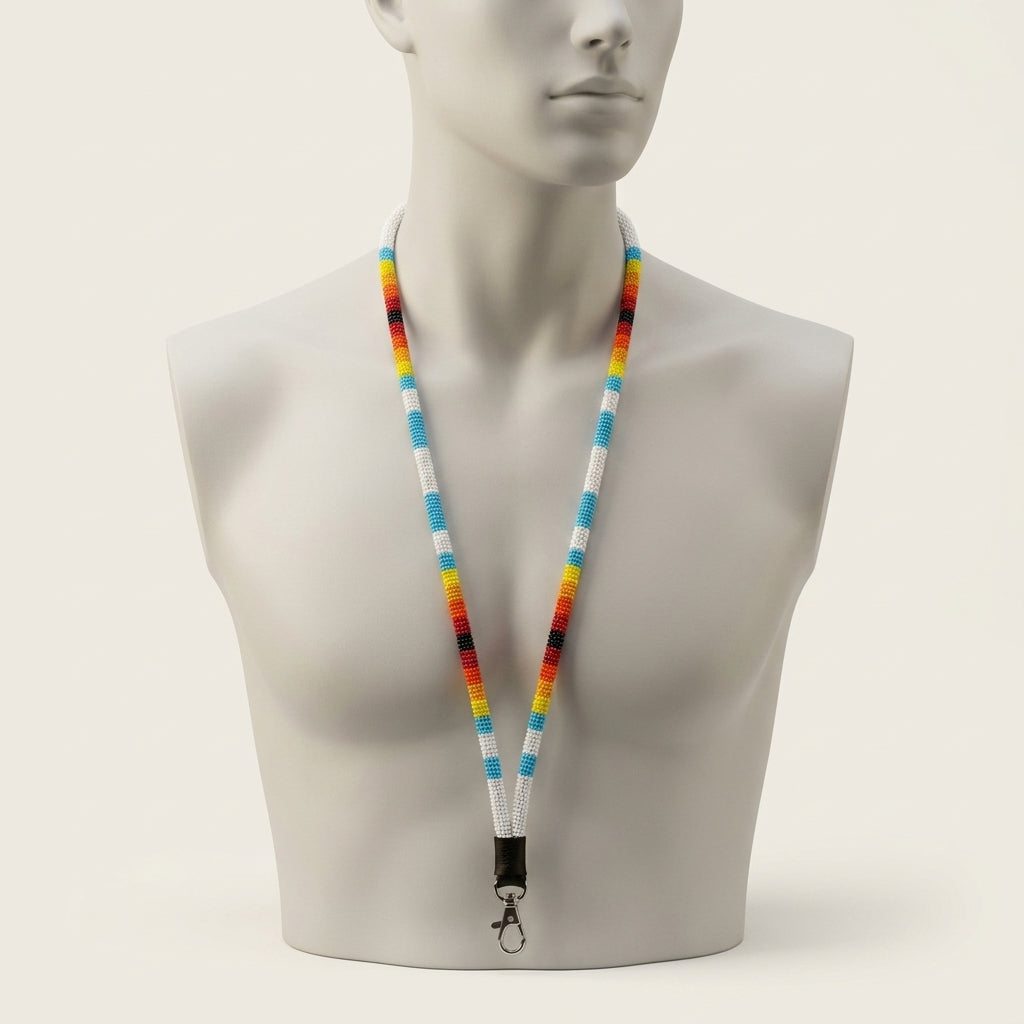 Round Beaded Lanyard(White)-1