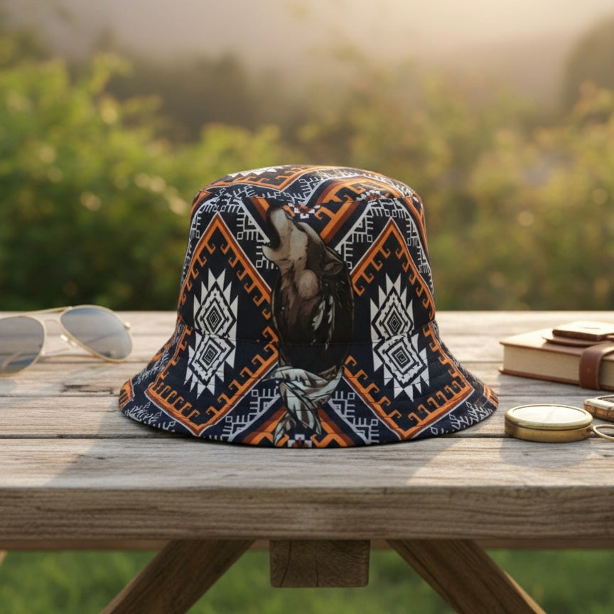 Red Wolf Native Style Bucket Hat-1