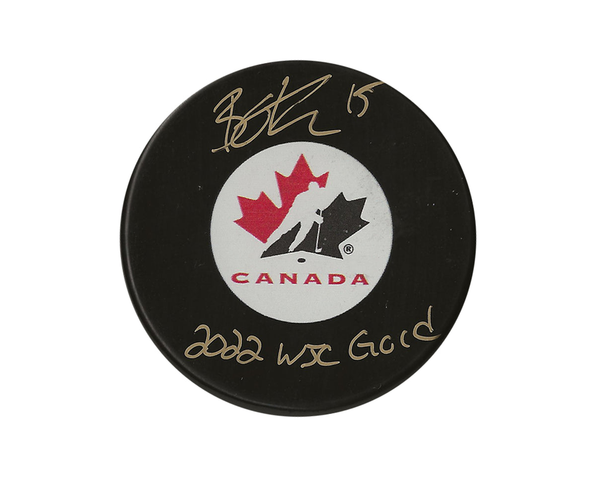 Palet de hockey autographié par Brennan Othmann (Équipe Canada) avec l'inscription « 2022 WJC Gold »-1