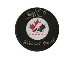 Palet de hockey autographié par Brennan Othmann (Équipe Canada) avec l'inscription « 2022 WJC Gold »-1