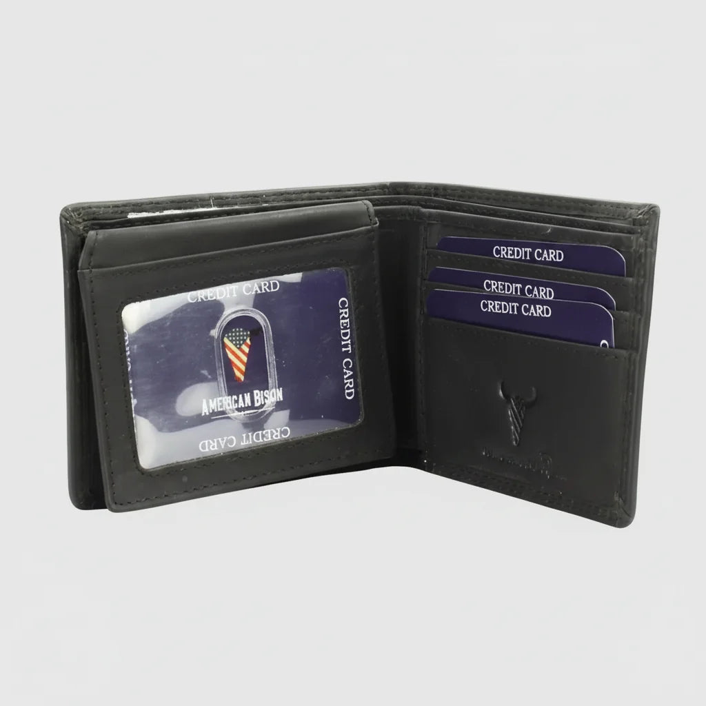 Men’s Cow Leather Wolf Embossed Bifold Wallet-3