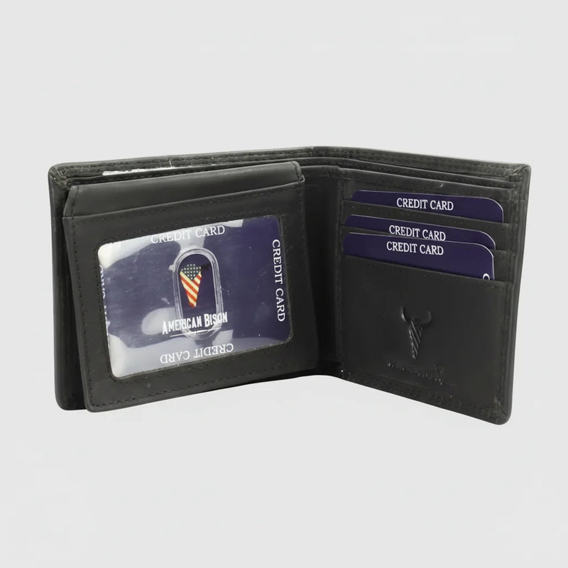 Men’s Cow Leather Wolf Embossed Bifold Wallet-3
