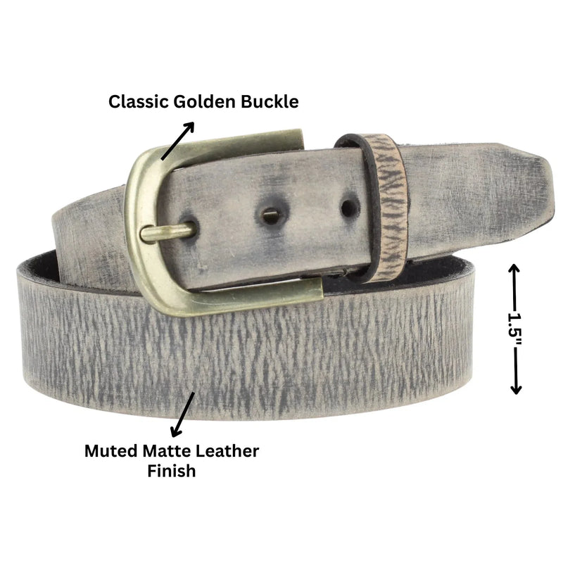 Men's Classic Matte Distressed Variegated Leather Belt-3