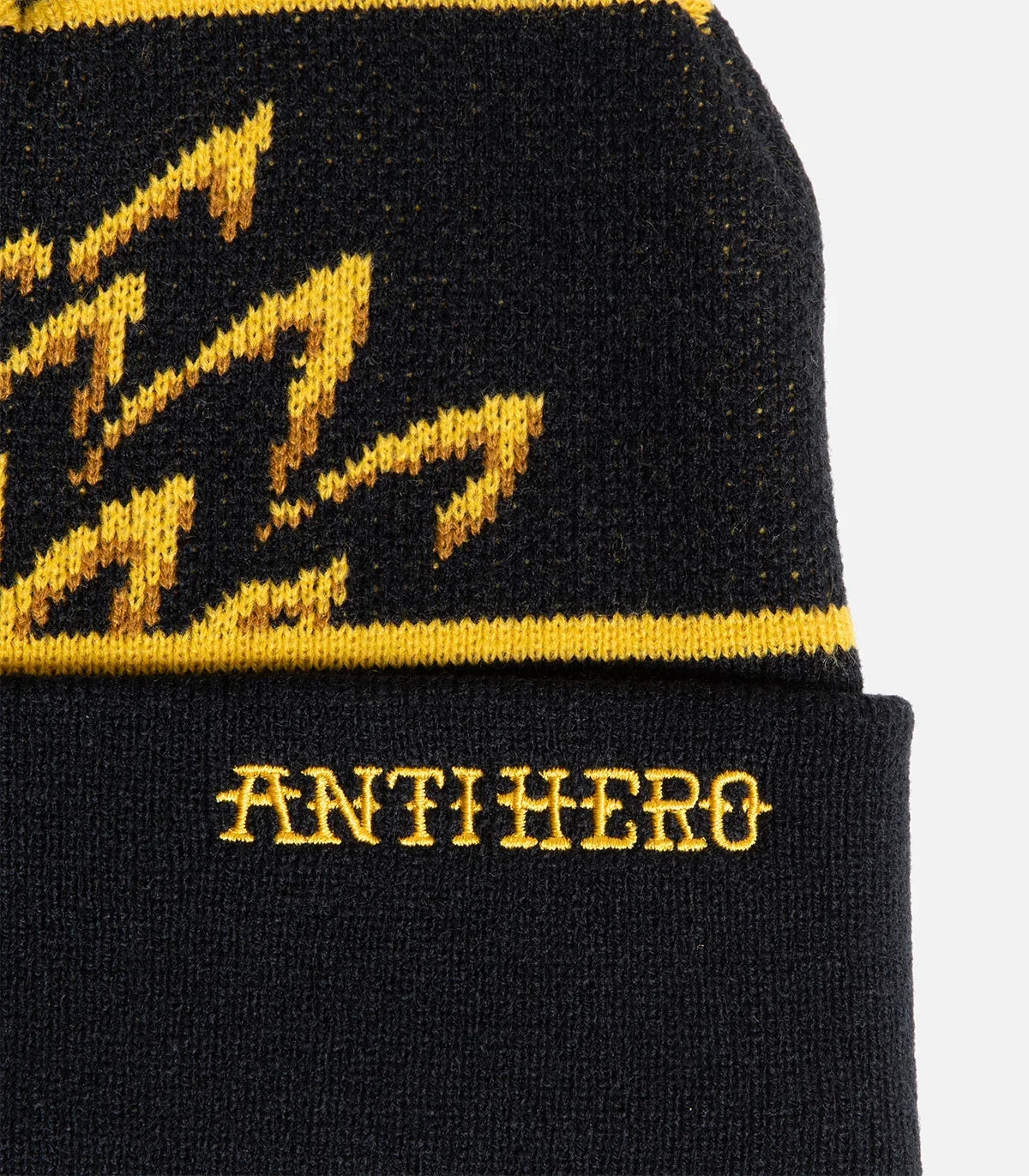 Antihero 'Eagle' Pom Beanie - Black/Yellow-2