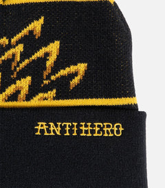 Antihero 'Eagle' Pom Beanie - Black/Yellow-2
