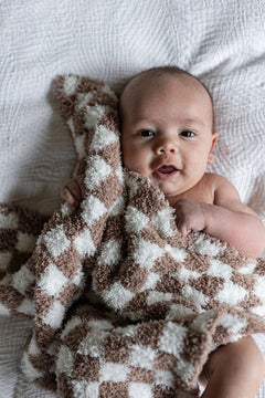 Chocolate Milk & White Check Print Lovey-3