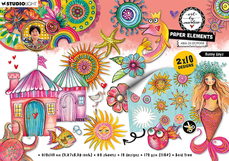 ABM Die-Cut Designer Paper Pad Sunny Days Art By Marlene 210x148x8mm 20 Sheets-1