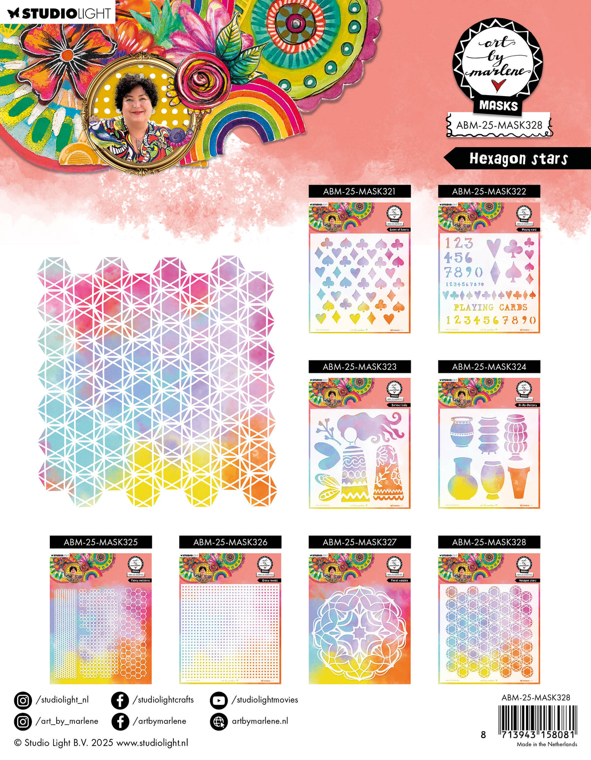 ABM Mask Hexagon Stars Art By Marlene 1 PC-2