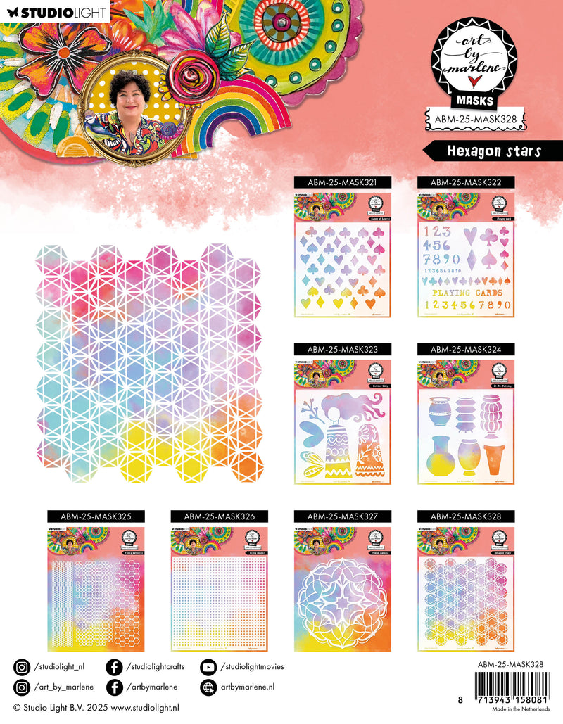 ABM Mask Hexagon Stars Art By Marlene 1 PC-2