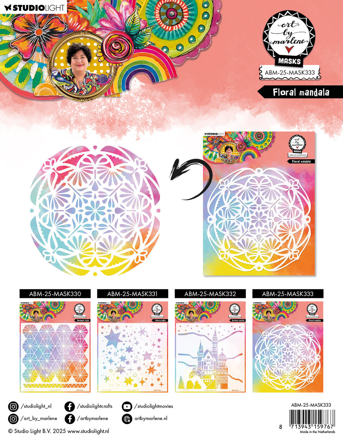 ABM Mask Floral Mandala Art by Marlene 1 Pieces-2
