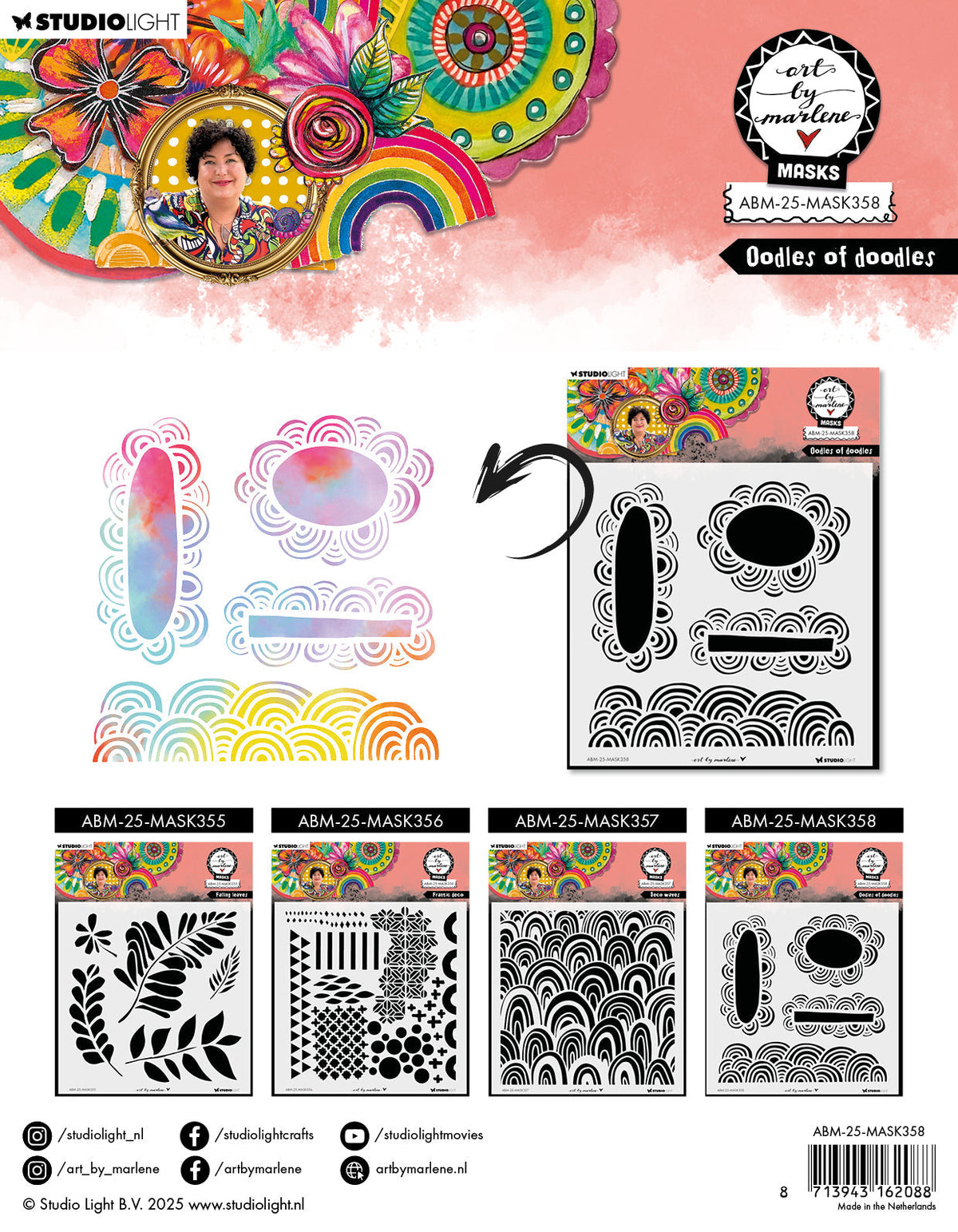 Máscara ABM Doodles Of Doodles Art By Marlene 1 pieza
