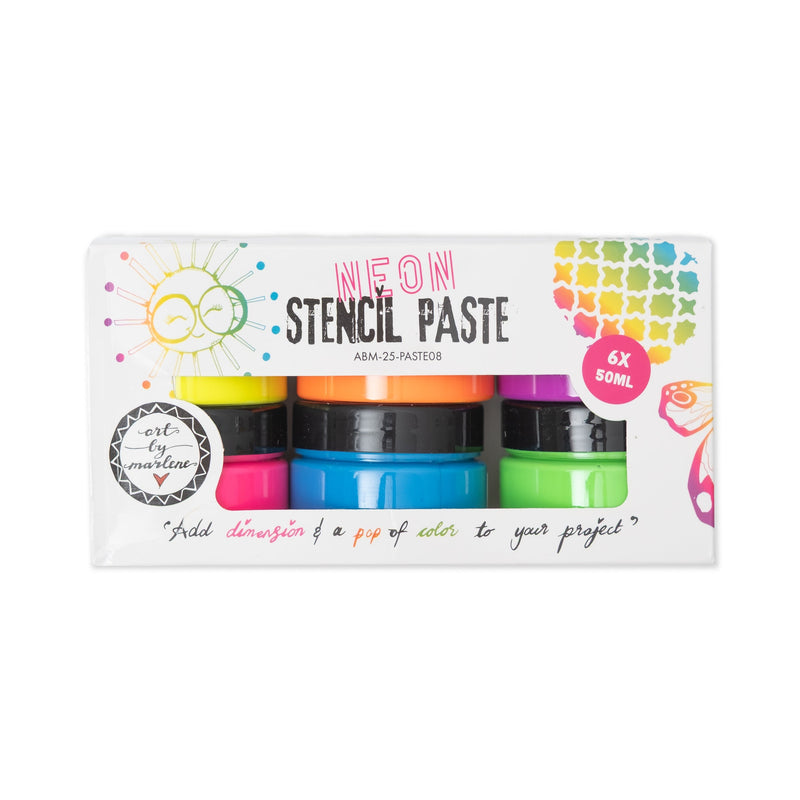 ABM Stencil Paste Neon Colors Art By Marlene 169x86x58mm 6x50 ml-1
