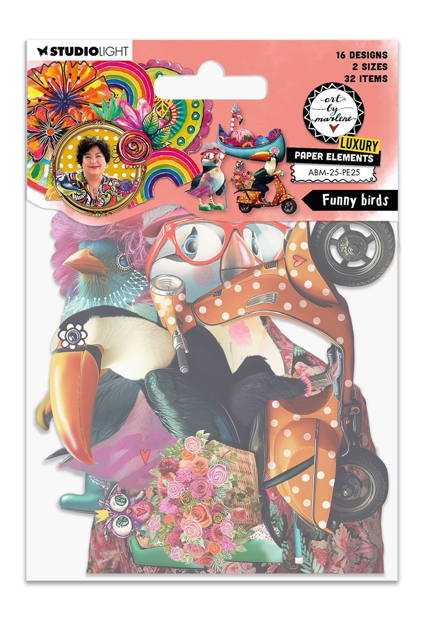 ABM Paper Elements Grazy Birds Art By Marlene 32 Pieces