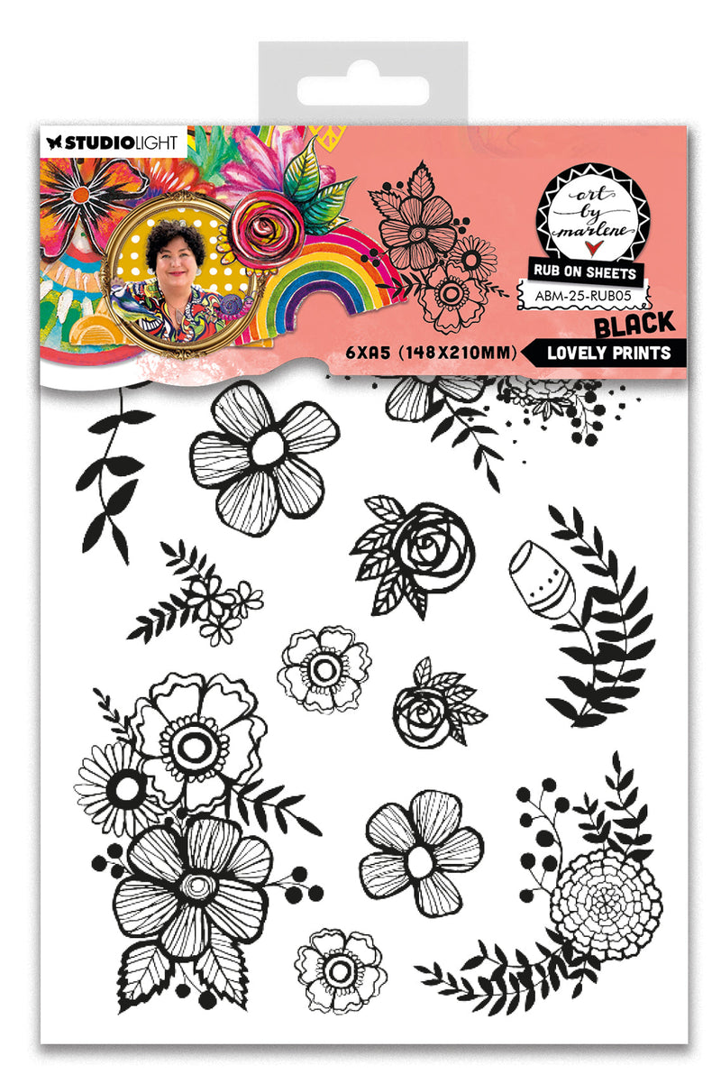 ABM Autocollants à Frotter Jolis Motifs, Noir Art By Marlene 6 Feuilles-1