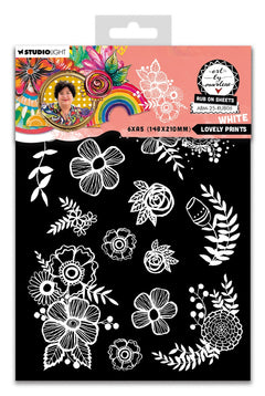 ABM Rub-Ons Jolis Motifs, Blanc Art By Marlene 6 Feuilles-1