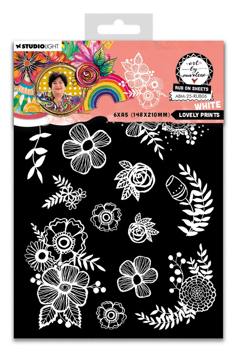 ABM Rub-Ons Jolis Motifs, Blanc Art By Marlene 6 Feuilles-1