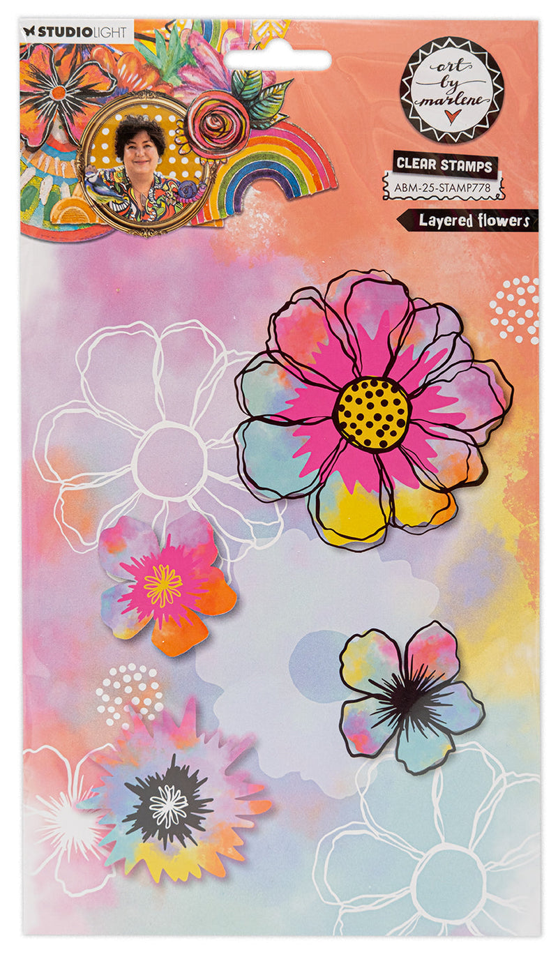 ABM Clear Stamp Layered Flowers Art By Marlene 10 PC-1