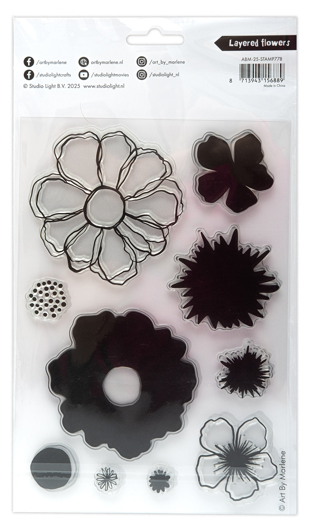 ABM Clear Stamp Layered Flowers Art By Marlene 10 PC-2