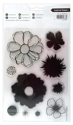 ABM Clear Stamp Layered Flowers Art By Marlene 10 PC-2