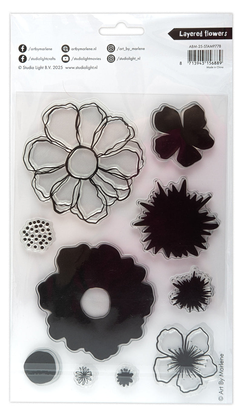 ABM Clear Stamp Layered Flowers Art By Marlene 10 PC-2
