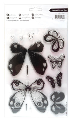 ABM Clear Stamp Layered Butterflies Art By Marlene 12 PC-2