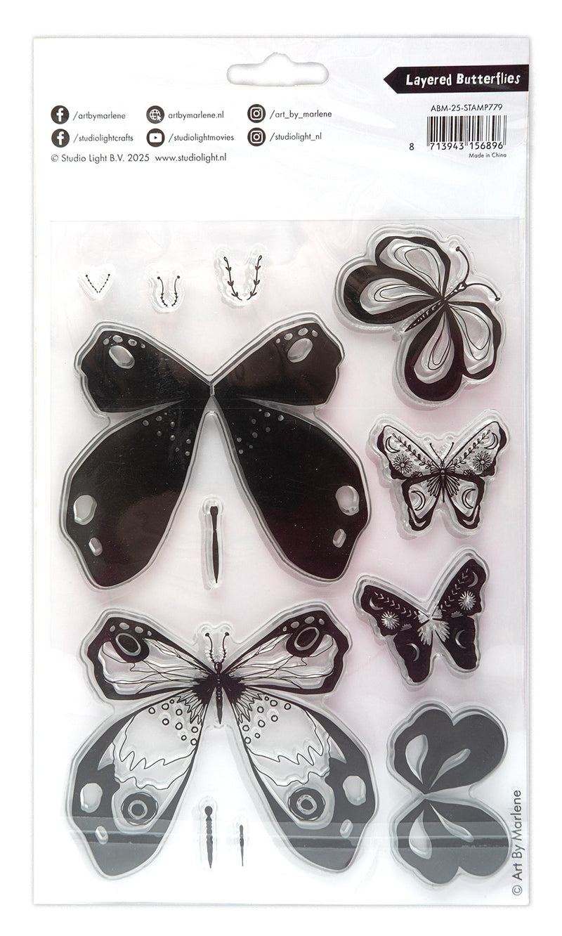 ABM Clear Stamp Layered Butterflies Art By Marlene 12 PC-2