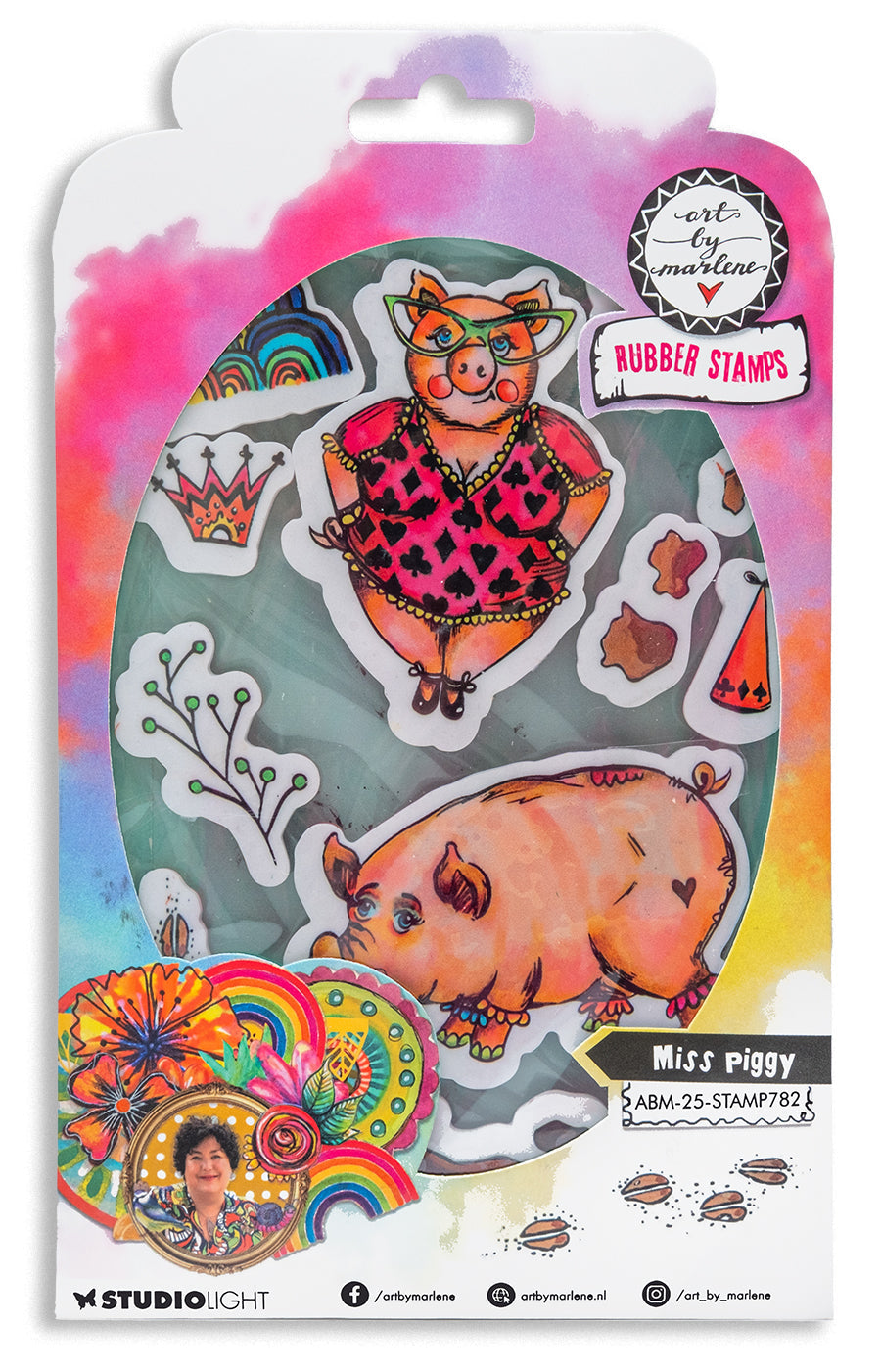 ABM Cling Rubber Stamp Miss Piggy Art By Marlene 11 PC-1
