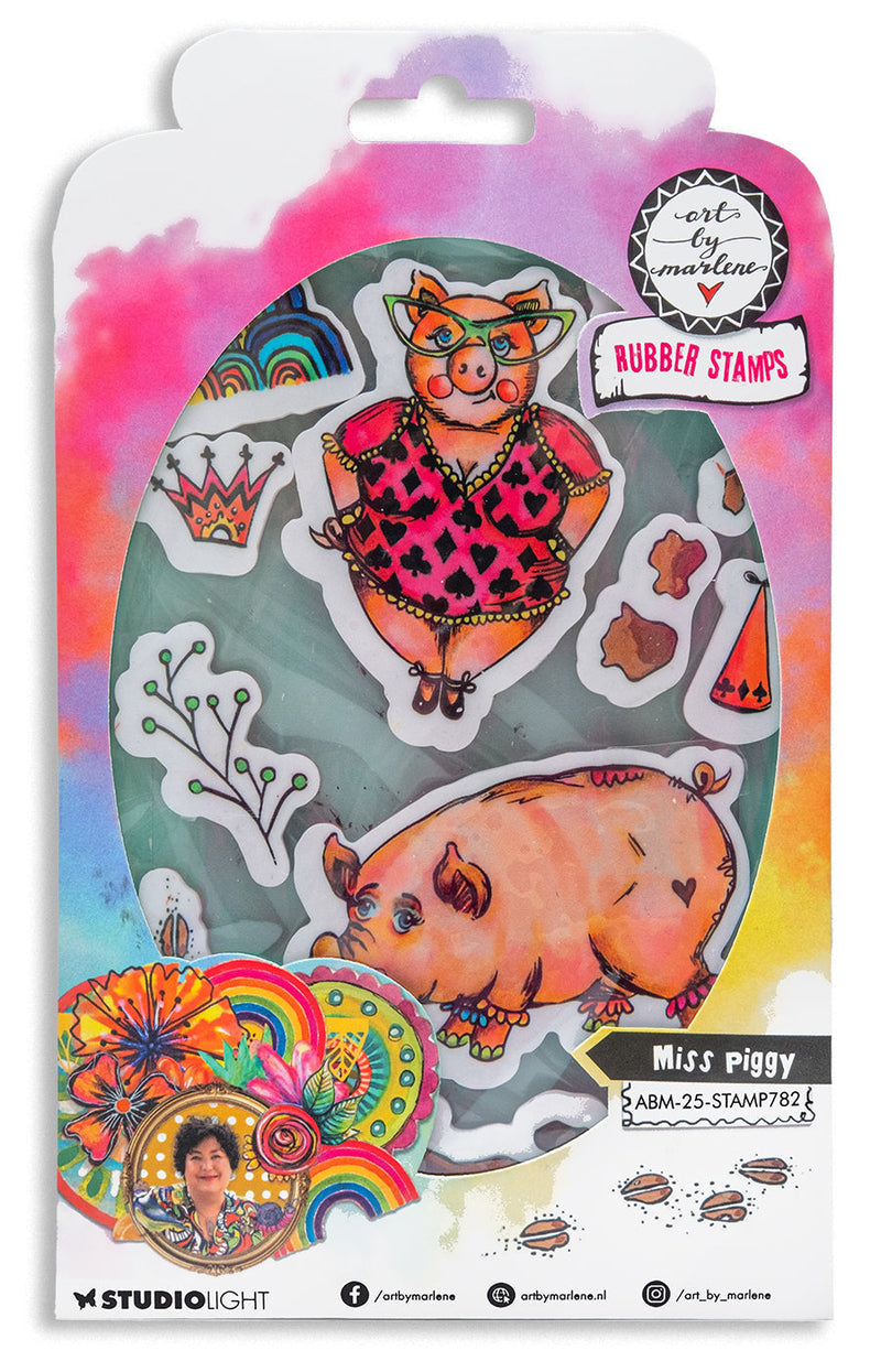 ABM Cling Rubber Stamp Miss Piggy Art By Marlene 11 PC-1