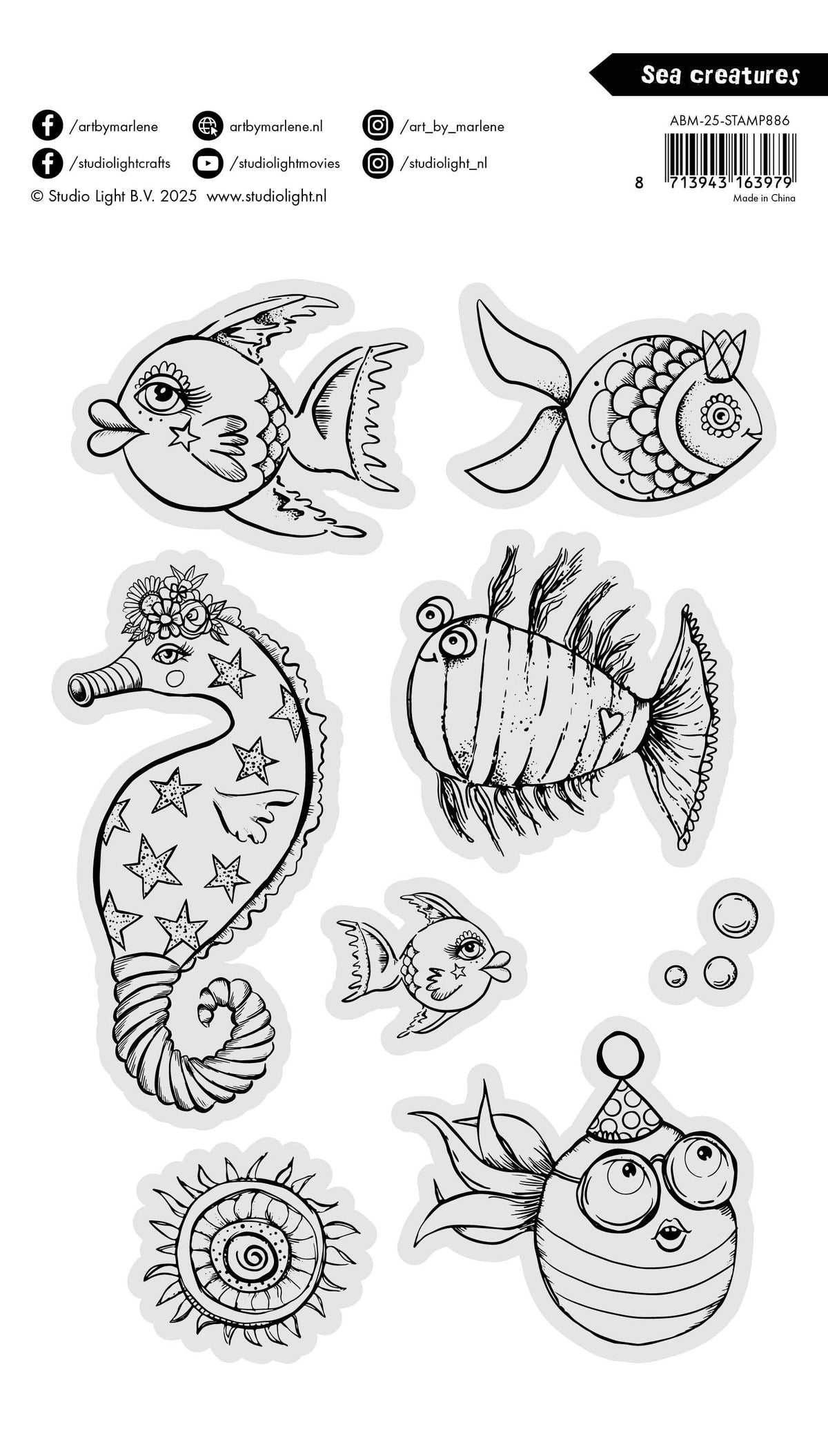 ABM Clear Stamp Sea Creatures Art By Marlene 148x210x3mm 8 Pieces-2