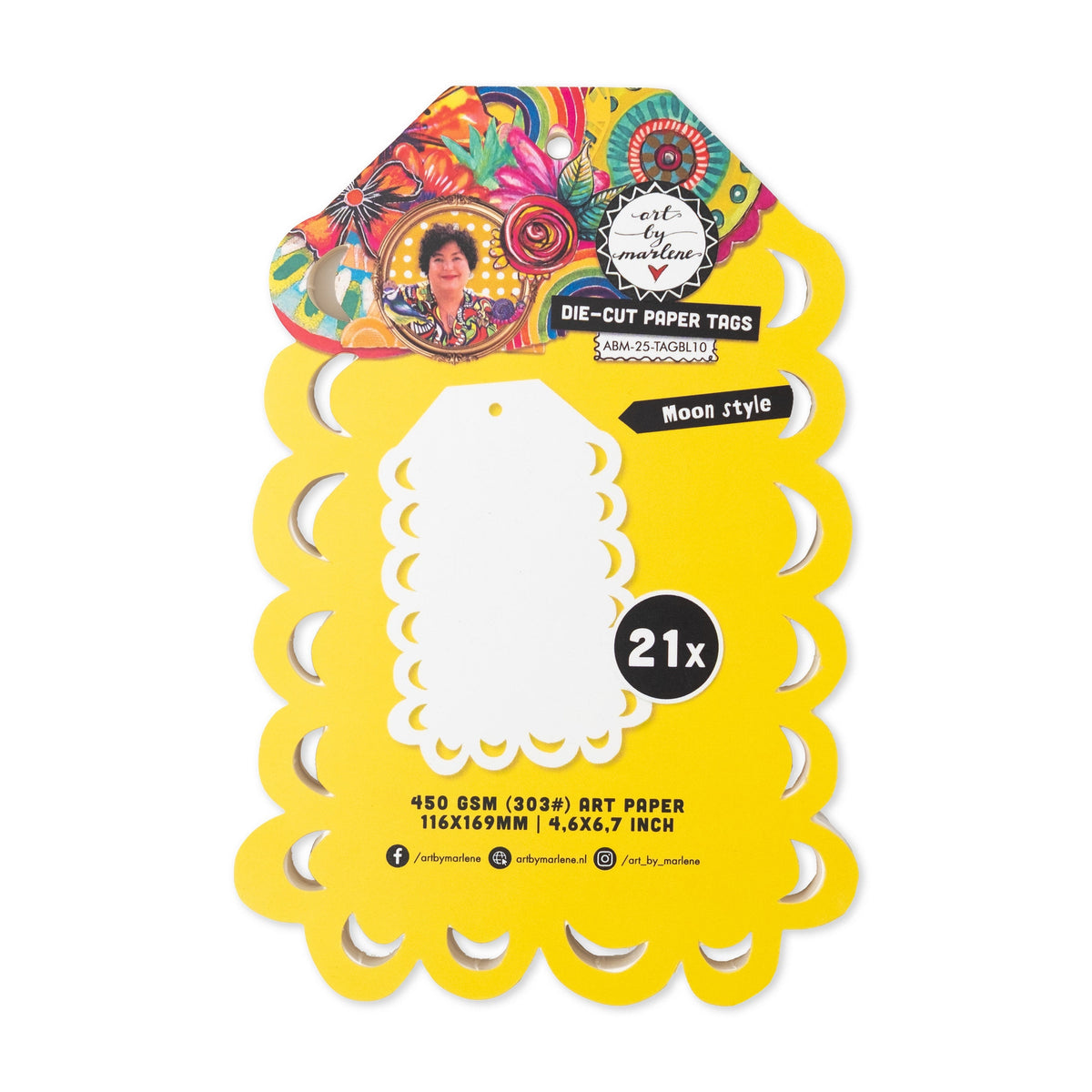 ABM Die-Cut Paper Tags Moon Style Art By Marlene 116x169x8mm 21 Tags-1