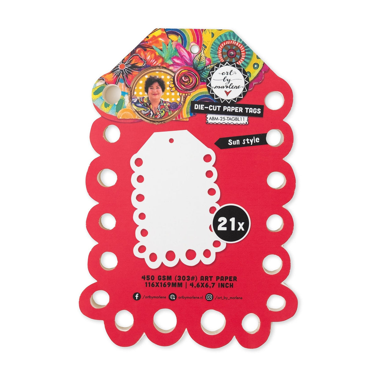 ABM Die-Cut Paper Tags Sun Style Art By Marlene 116x169x8mm 21 Tags-1